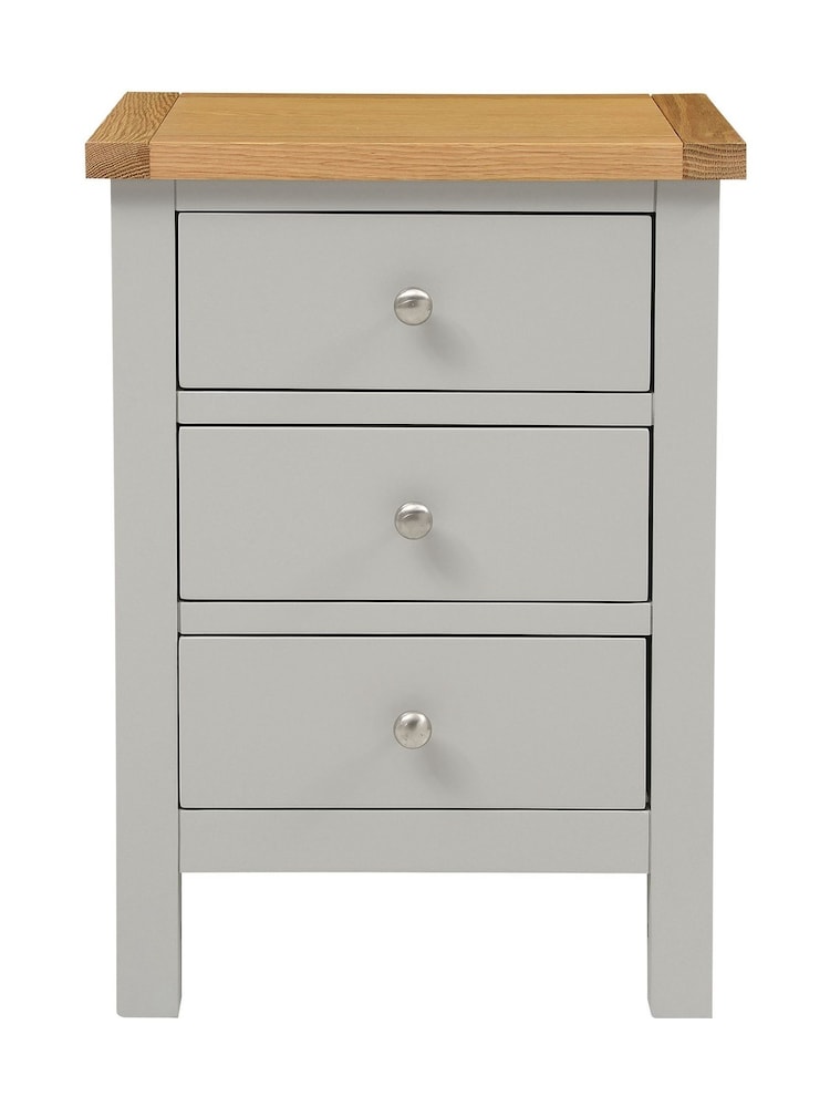 Cotswold Company Pebble Grey Simply 3 Drawer Bedside Table - Image 2 of 6 Cotswold Company Pebble Grey Simply 3 Drawer Bedside Table - Image 2 of 6