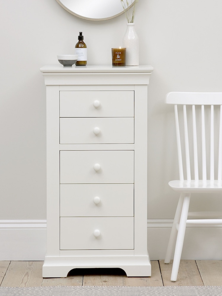 Cotswold Company Warm White Chantilly 5 Drawer Tall Chest of Drawers - Image 2 of 5