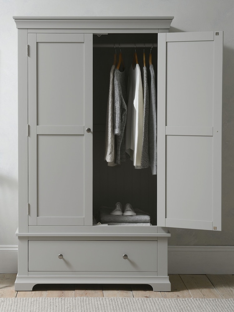 Cotswold Company Pebble Grey Chantilly Double Wardrobe - Image 2 of 6 Cotswold Company Pebble Grey Chantilly Double Wardrobe - Image 2 of 6