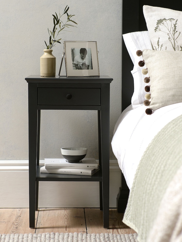 Cotswold Company Dusky Black Chantilly 1 Drawer Bedside Table - Image 2 of 5
