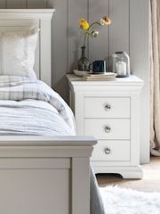 Cotswold Company Warm White Chantilly 3 Drawer Bedside Table - Image 1 of 6