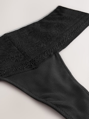Black High Waisted Thong Premium Lace Knickers - Image 9 of 9
