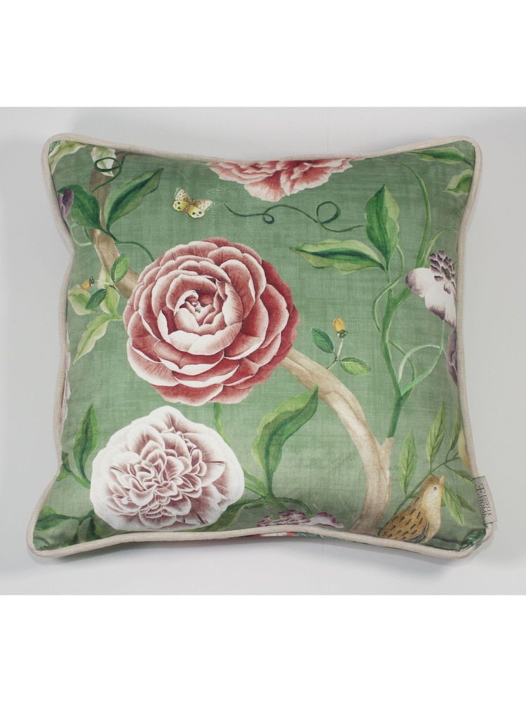 Esselle Green Chinoiserie Garden Spring Cushion - Image 1 of 2
