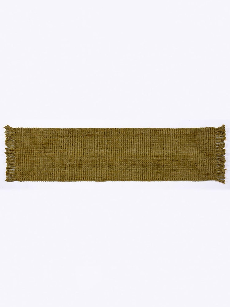 Esselle Green Whitefield 60x230cm Olive Handwoven Boucle Runner Tassel - Image 1 of 1
