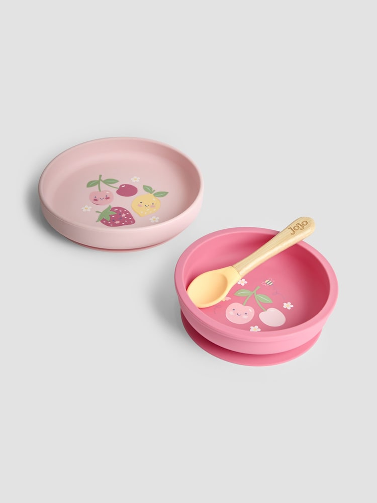 JoJo Maman Bébé Printed Silicone Mealtime Set - Image 1 of 6 JoJo Maman Bébé Printed Silicone Mealtime Set - Image 1 of 6