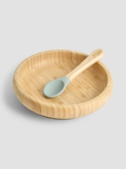 JoJo Maman Bébé Bamboo Plate with Suction & Spoon - Image 1 of 4