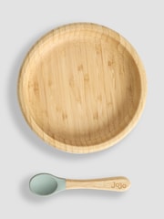 JoJo Maman Bébé Bamboo Plate with Suction & Spoon - Image 3 of 4