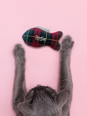 Personalised Christmas Tartan Cat Fish Toy by Jonnys Sister - Image 3 of 3