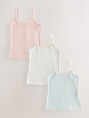 Cream Strappy Textured Cami Vests 3 Pack (1.5-16yrs) - Image 1 of 7