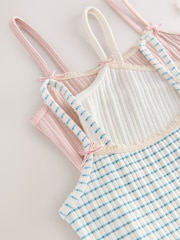 Cream Strappy Textured Cami Vests 3 Pack (1.5-16yrs) - Image 6 of 7