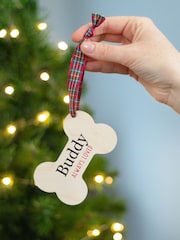 Personalised Dog Bone Wooden Christmas Tree Decoration by Jonnys Sister - Image 1 of 3