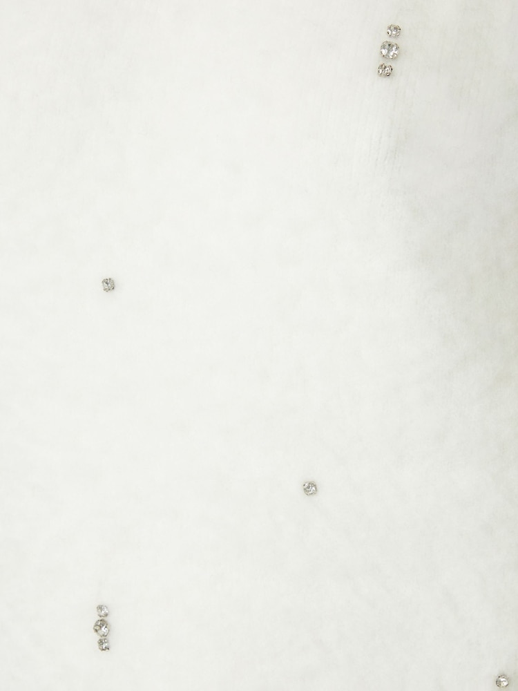Threadbare White Diamante Embellished Brushed Knitted Jumper - Image 4 of 5