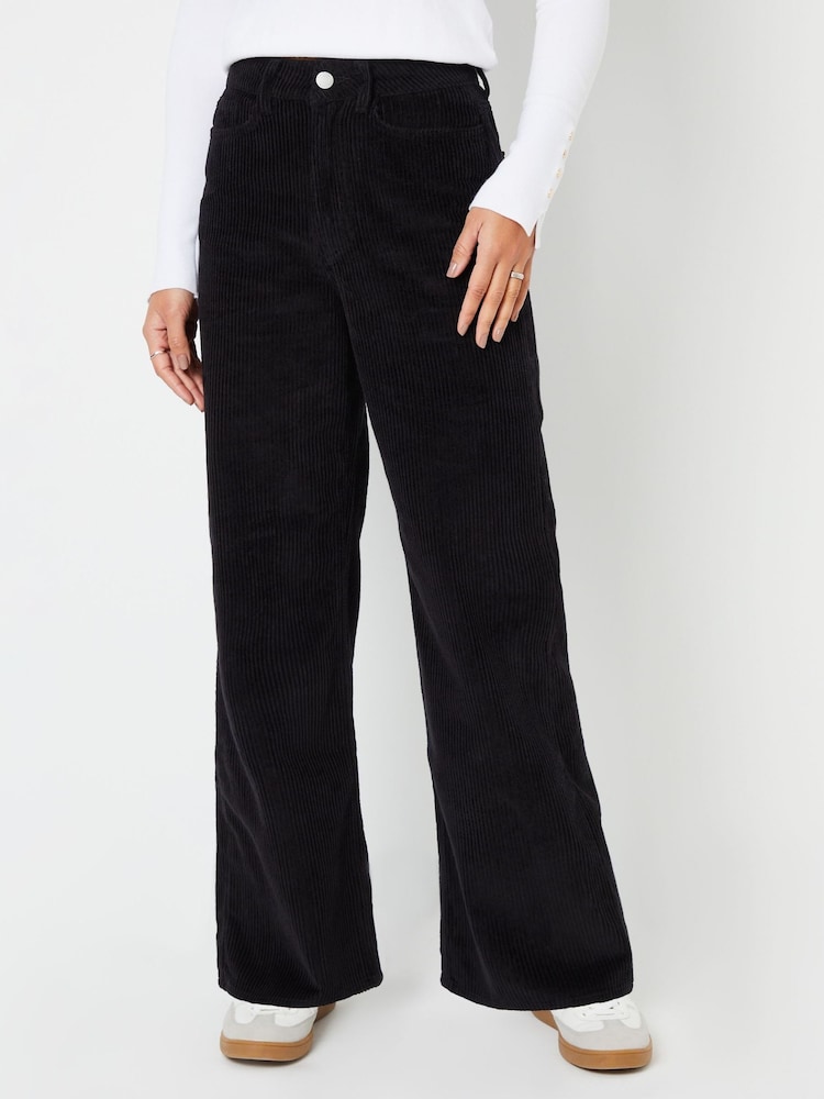 Threadbare Black Wide Leg Corduroy Jeans - Image 1 of 4