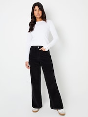 Threadbare Black Wide Leg Corduroy Jeans - Image 3 of 4