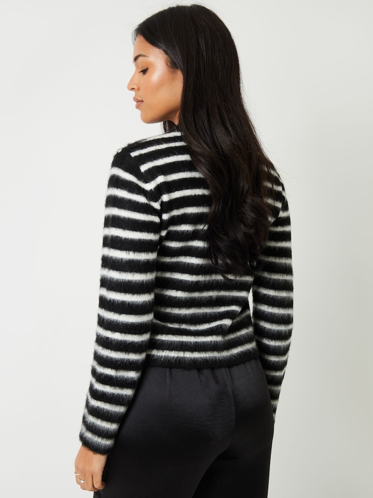 Negru - Pulover tricotat periat Threadbare - Image 3 of 4