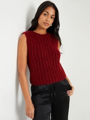 Threadbare Red Chunky Knitted Vest - Image 1 of 4