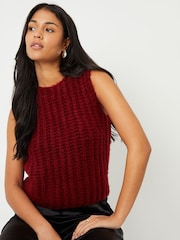 Threadbare Red Chunky Knitted Vest - Image 3 of 4