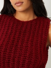 Threadbare Red Chunky Knitted Vest - Image 4 of 4