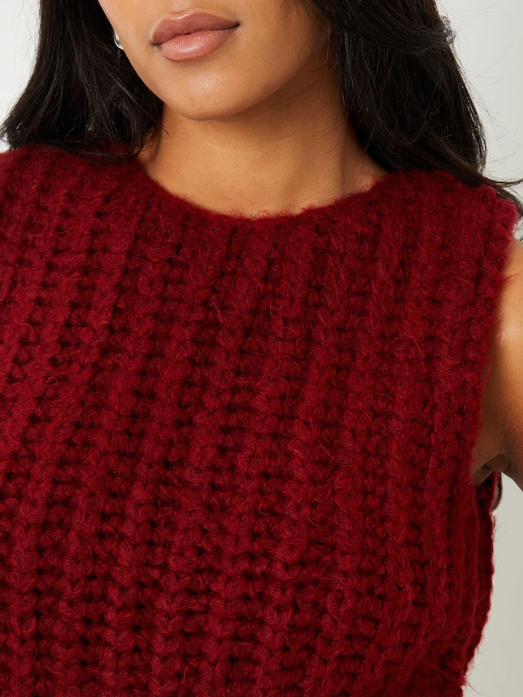 Threadbare Red Chunky Knitted Vest - Image 4 of 4