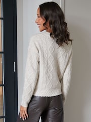 Threadbare Natural Bow Detail Cable Knit Cardigan - Image 4 of 4