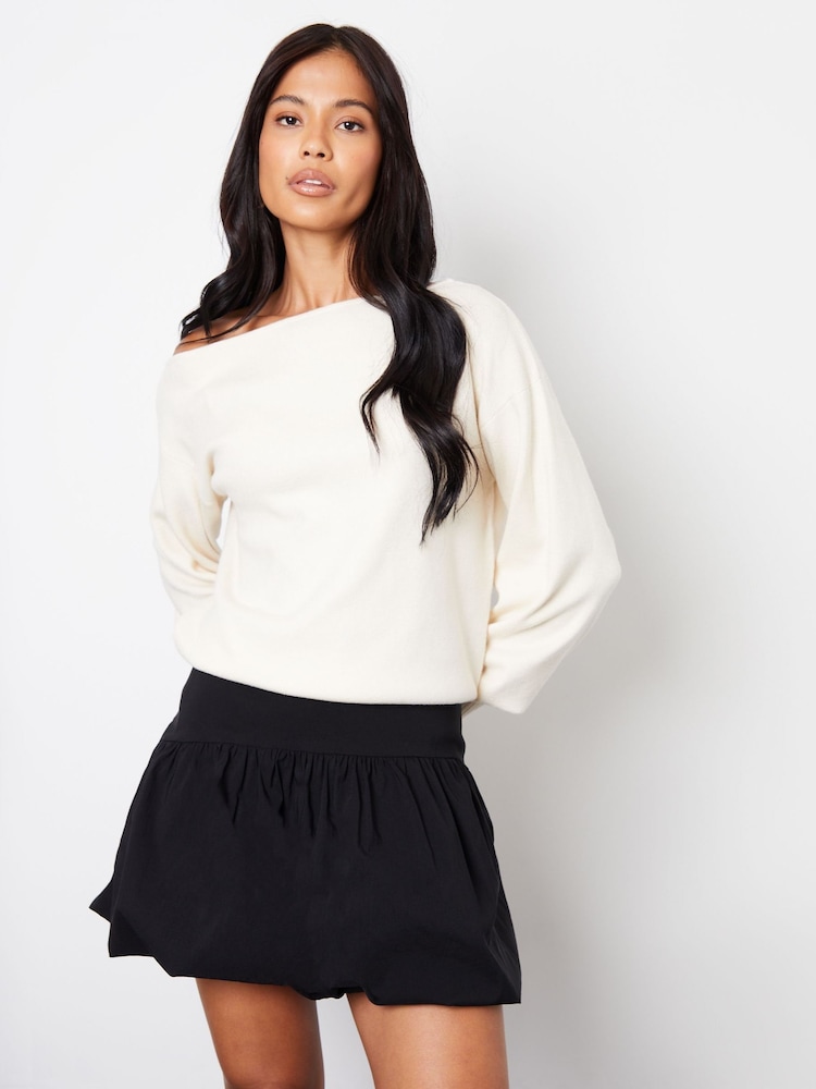 Threadbare Black A-Line Mini Bubble Skirt With Stretch - Image 1 of 5