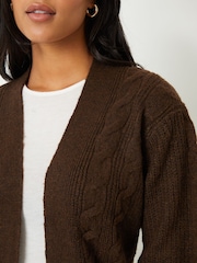 Threadbare Tan Brown Ladies Rozanna Cable Detail Cardigan - Image 2 of 4