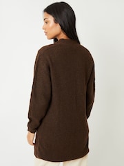 Threadbare Tan Brown Ladies Rozanna Cable Detail Cardigan - Image 3 of 4