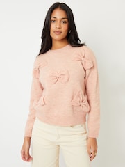 Threadbare Pink Bow Appliqué Knitted Jumper - Image 2 of 4