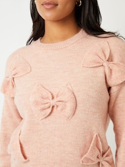Threadbare Pink Bow Appliqué Knitted Jumper - Image 3 of 4