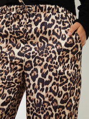 Threadbare Brown Leopard Print Wide Leg Satin Trousers - Image 3 of 4