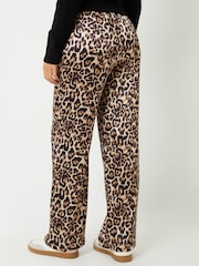 Threadbare Brown Leopard Print Wide Leg Satin Trousers - Image 4 of 4