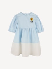 KENZO KIDS Blue Long Sleeve Sunflower 100% Cotton Dress - Image 1 of 2