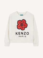 KENZO KIDS Long Sleeve Floral Logo White Sweatshirt - Image 1 of 2