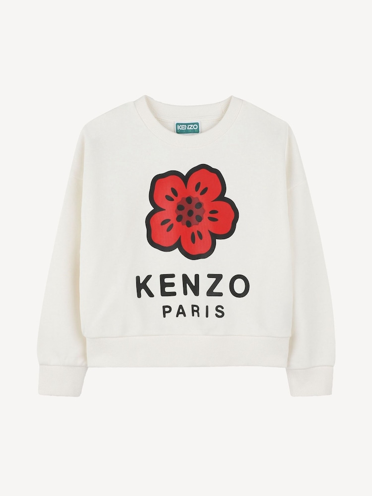 KENZO KIDS Long Sleeve Floral Logo White Sweatshirt - Image 1 of 2