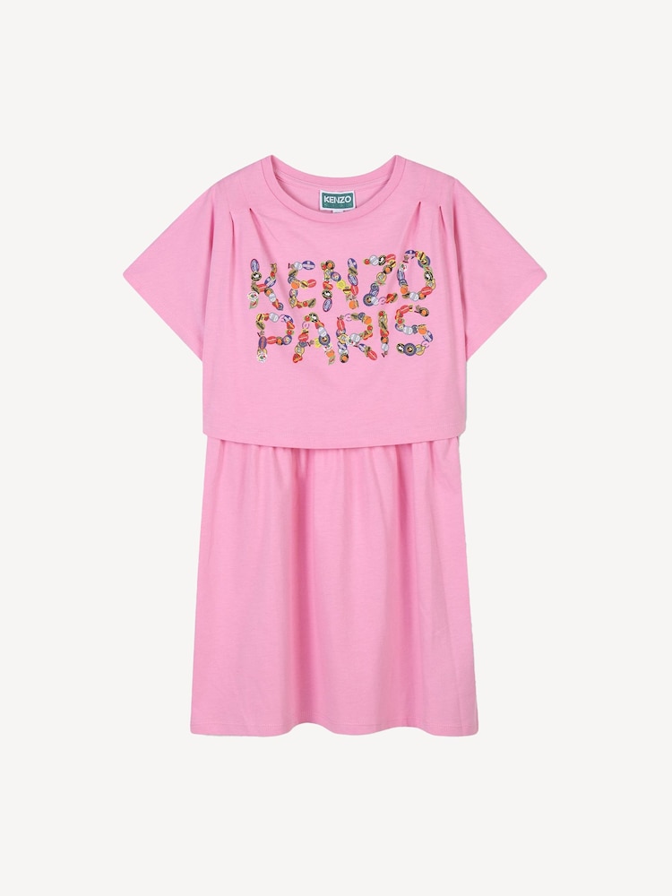 KENZO KIDS Pink Short Sleeve Fruit Logo T-Shirt Dress - Image 1 of 2