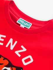 KENZO KIDS Red Short Sleeve Tiger Logo T-Shirt - Imagen 5 de 6