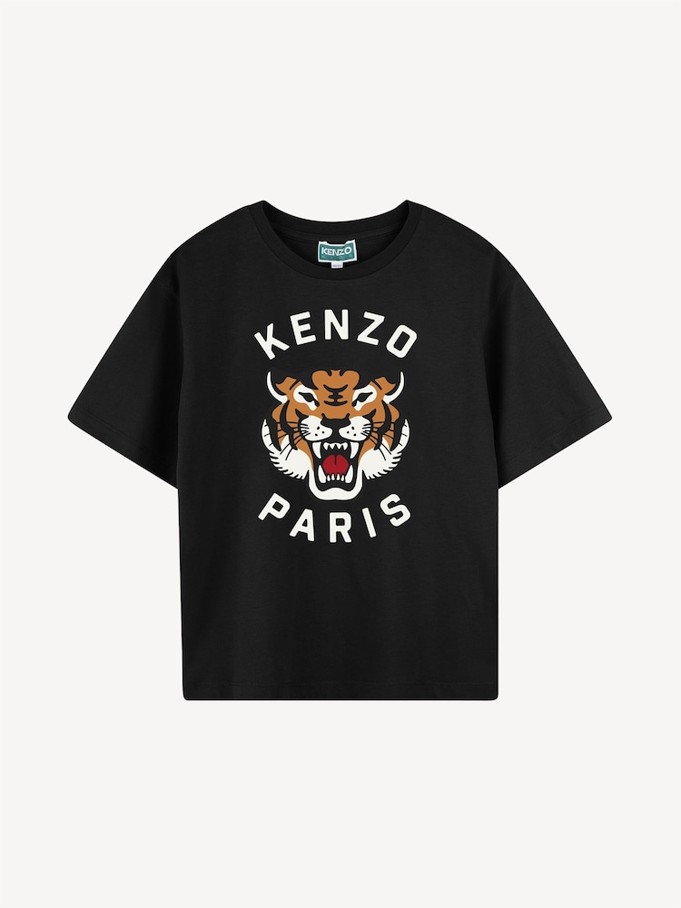 KENZO KIDS Blue Short Sleeve Tiger Logo T-Shirt - Image 1 of 2