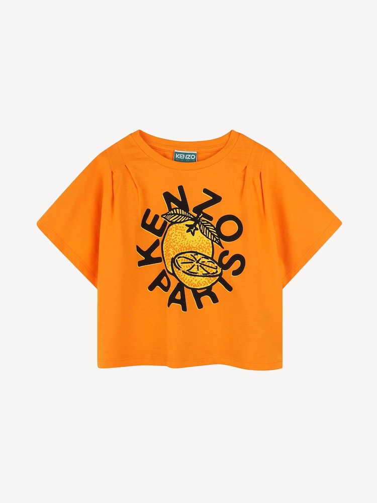 KENZO KIDS Orange Short Sleeve Fruit Logo T-Shirt - Image 1 of 2