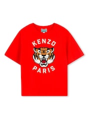 KENZO KIDS Red Short Sleeve Tiger Logo T-Shirt - Image 1 of 2