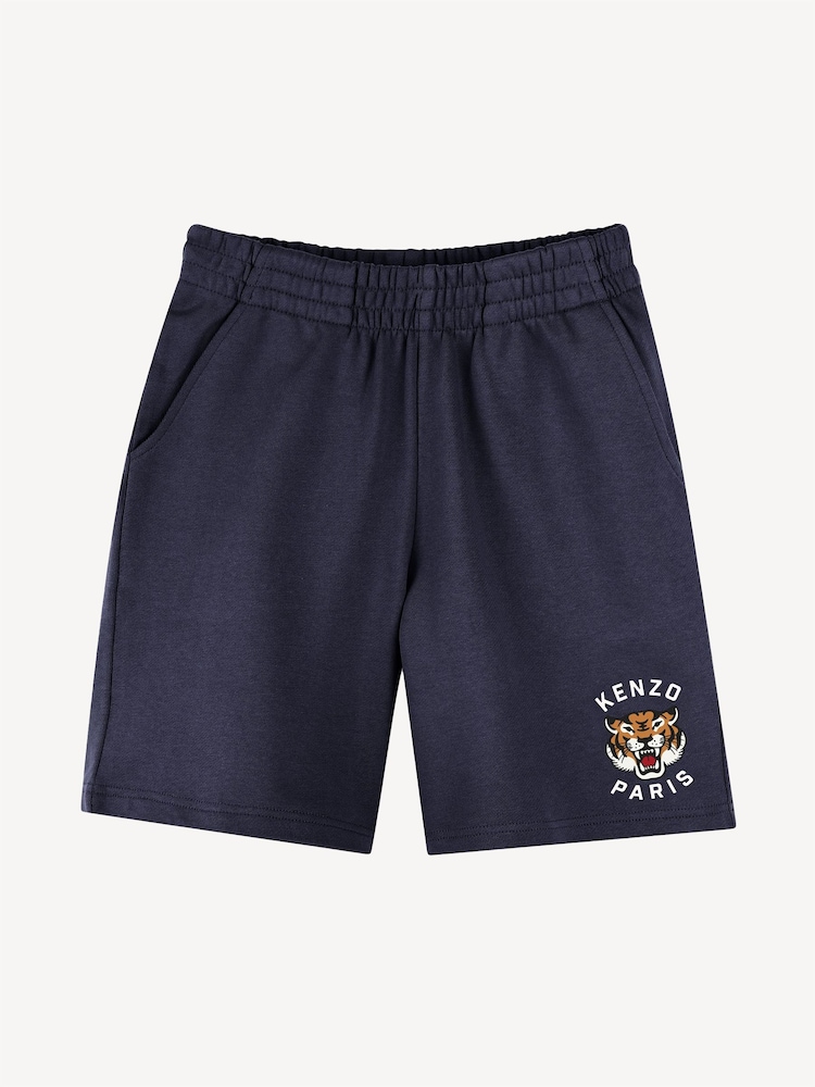 KENZO KIDS Blue Small Tiger Logo Bermuda 100% Cotton Shorts - Image 1 of 1
