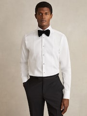Reiss White Marcel Regular Fit Slim Fit Cotton Marcella Tuxedo Shirt - Image 1 of 9