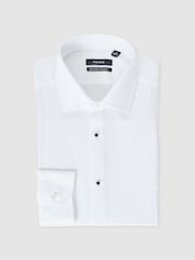 Reiss White Marcel Regular Fit Slim Fit Cotton Marcella Tuxedo Shirt - Image 2 of 9
