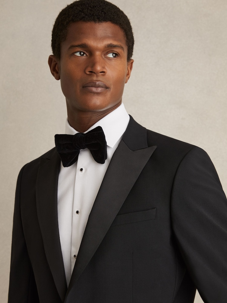 Reiss White Marcel Regular Fit Slim Fit Cotton Marcella Tuxedo Shirt - Image 5 of 9