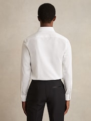 Reiss White Marcel Regular Fit Slim Fit Cotton Marcella Tuxedo Shirt - Image 6 of 9