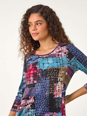 Roman Pink Abstract Print Asymmetric Tunic - Image 4 of 5