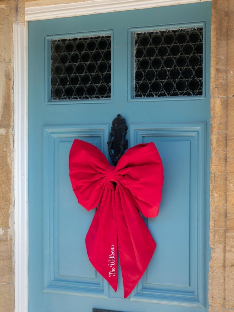 Personalised Handmade Red Christmas 100% Cotton Door Bow by Jonnys Sister - Image 1 of 3