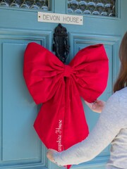 Personalised Handmade Red Christmas 100% Cotton Door Bow by Jonnys Sister - Image 2 of 3