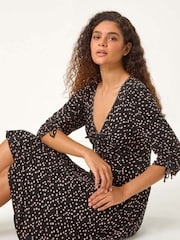 Roman Natural Spot Ruched Stretch Dress - Image 1 of 6