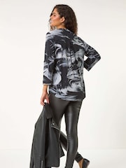 Roman Grey Stretch Brushed Print Shirt - Image 3 of 6