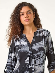 Roman Grey Stretch Brushed Print Shirt - Image 5 of 6